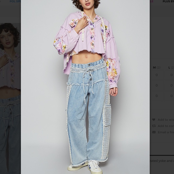 POL “ Palm Springs “ POL Pants with Pleated Yoke and Mesh Overlay Detail BR40 - Picture 4 of 6